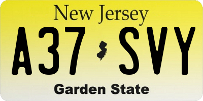 NJ license plate A37SVY