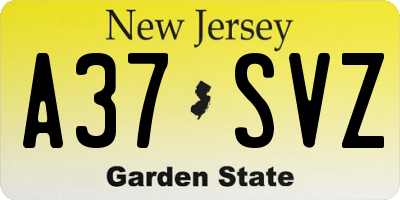 NJ license plate A37SVZ