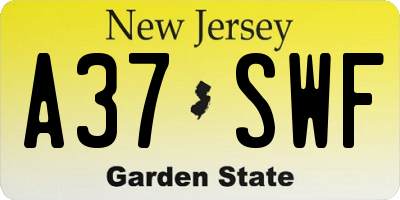 NJ license plate A37SWF