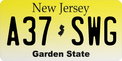 NJ license plate A37SWG