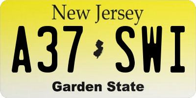 NJ license plate A37SWI