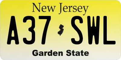 NJ license plate A37SWL