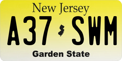 NJ license plate A37SWM