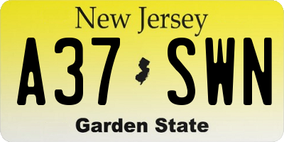 NJ license plate A37SWN