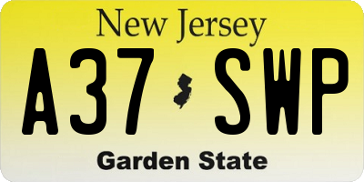 NJ license plate A37SWP