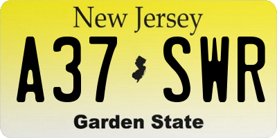 NJ license plate A37SWR