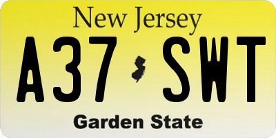 NJ license plate A37SWT