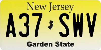 NJ license plate A37SWV