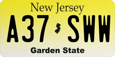NJ license plate A37SWW