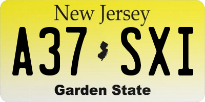 NJ license plate A37SXI