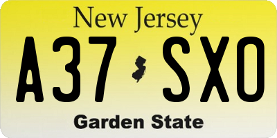 NJ license plate A37SXO