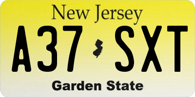 NJ license plate A37SXT