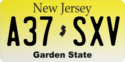NJ license plate A37SXV
