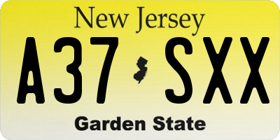 NJ license plate A37SXX