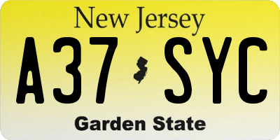 NJ license plate A37SYC
