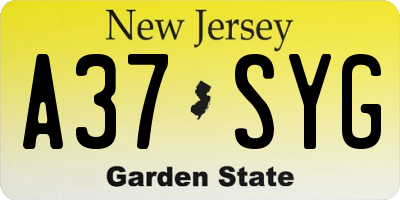 NJ license plate A37SYG