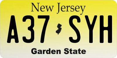 NJ license plate A37SYH
