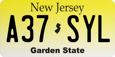 NJ license plate A37SYL