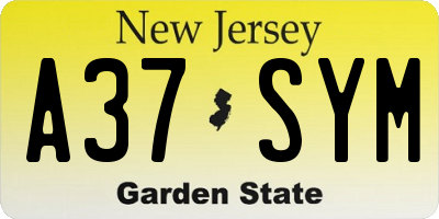NJ license plate A37SYM