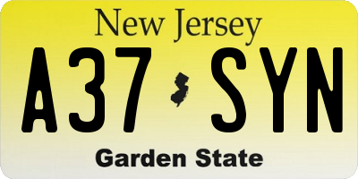 NJ license plate A37SYN