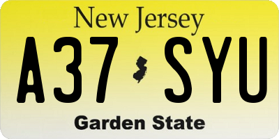 NJ license plate A37SYU