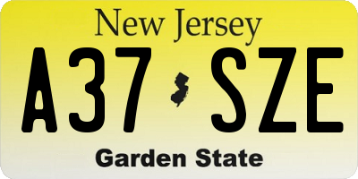 NJ license plate A37SZE