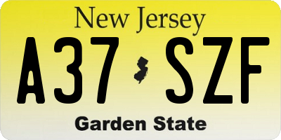 NJ license plate A37SZF