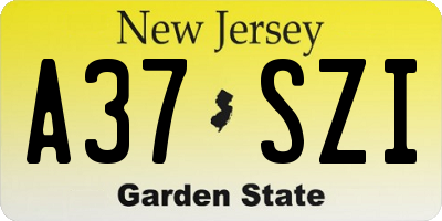 NJ license plate A37SZI