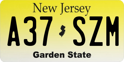 NJ license plate A37SZM