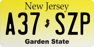 NJ license plate A37SZP