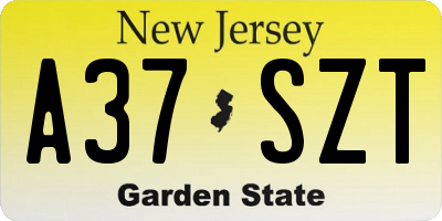 NJ license plate A37SZT