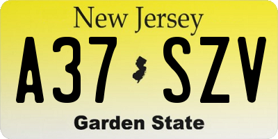 NJ license plate A37SZV