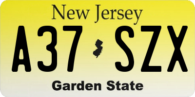 NJ license plate A37SZX