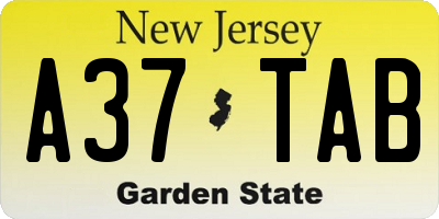 NJ license plate A37TAB