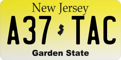 NJ license plate A37TAC