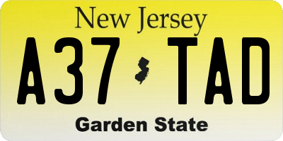 NJ license plate A37TAD