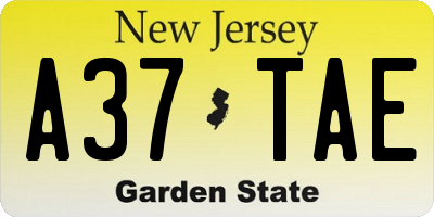 NJ license plate A37TAE