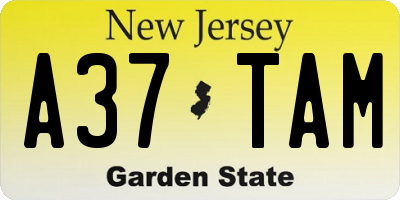 NJ license plate A37TAM