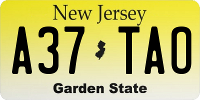 NJ license plate A37TAO