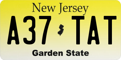 NJ license plate A37TAT