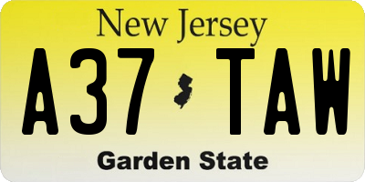 NJ license plate A37TAW