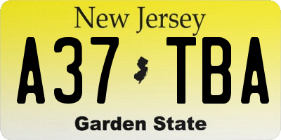 NJ license plate A37TBA