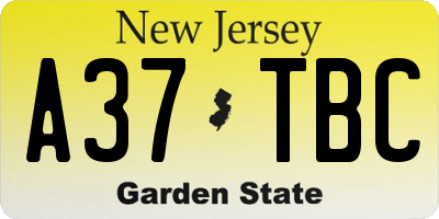 NJ license plate A37TBC