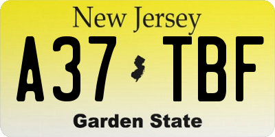 NJ license plate A37TBF