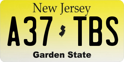NJ license plate A37TBS
