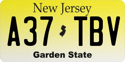 NJ license plate A37TBV