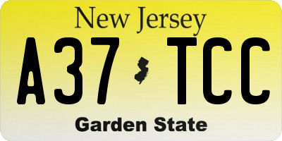 NJ license plate A37TCC