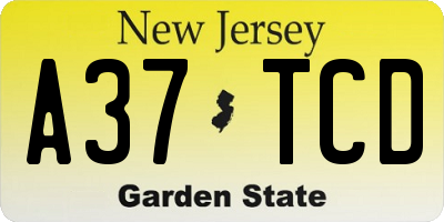 NJ license plate A37TCD
