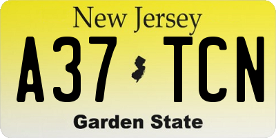 NJ license plate A37TCN