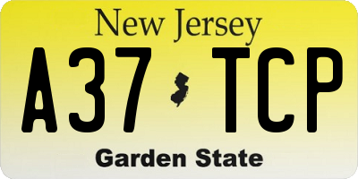 NJ license plate A37TCP